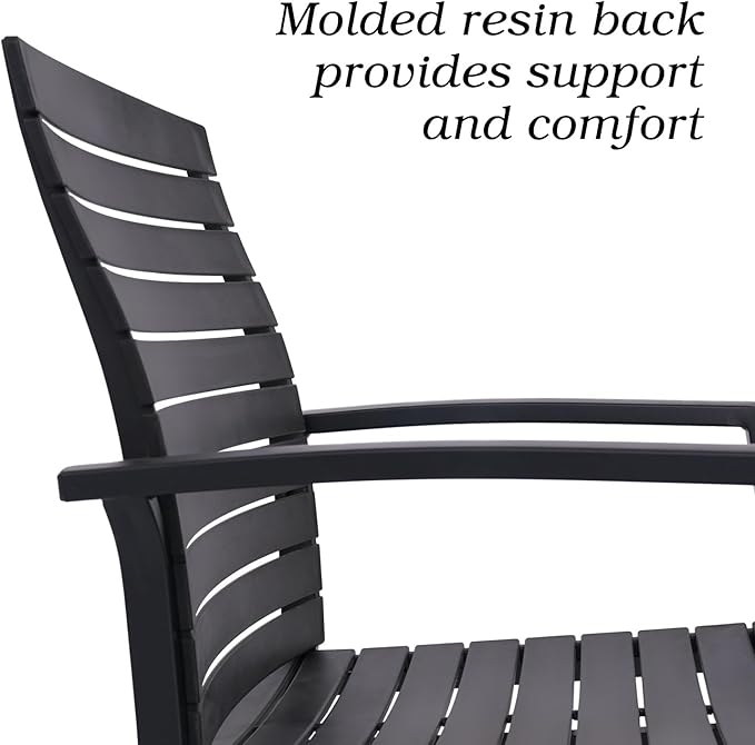 Anmutig Set of 2 Patio Stackable Aluminum/Resin Outdoor Dining Chairs with Armrest for Outdoor Kitchen Garden, Backyard, Supports 300 LBS