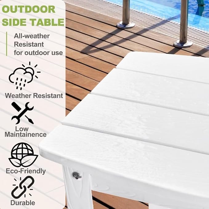 Y&M Outdoor Side Table, HIPS Adirondack Small Double Layer Table, Waterproof Square Outside Table - Photo 7