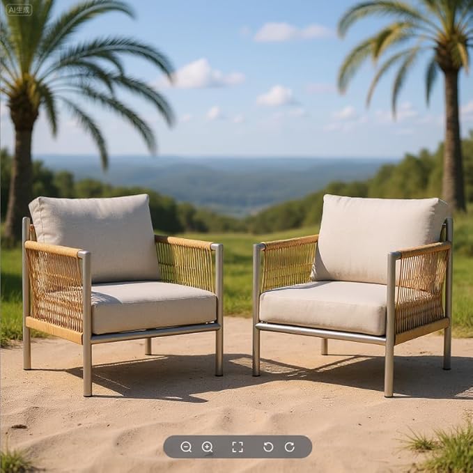 ZANDOR Aluminum Outdoor Patio Furniture 2 Pcs Armchair - Photo 7