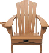 Folding Adirondack Chair Set of 4, HDPE All-Weather Outdoor Chair with Cup Holder, Wooden Textured, Fire Pit Chair - Photo 8