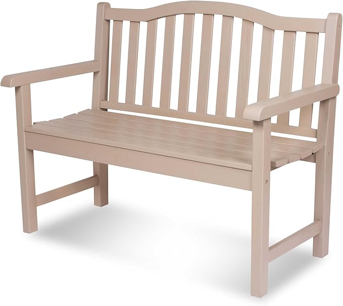 Shine Company Belfort Outdoor Solid Wood Patio Garden Bench, Ergonomic Seat, 22" D x 44.75" W x 36" H, Graystone