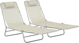 Outsunny 2 Piece Folding Chaise Lounge Chairs, Pool Sun Tanning Chairs with Reclining Back, Breathable Mesh Seat - Photo 1