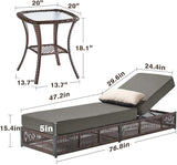 Luxury Outdoor Chaise Lounge Chairs of 4 with 5 Inch Thick Cushions and Side Table - 6 PCS High Back Brown Wicker - Photo 3