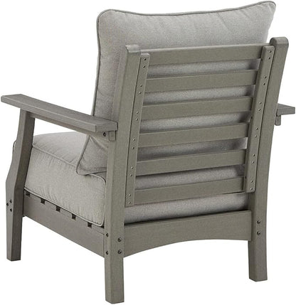 Signature Design by Ashley Outdoor Visola Lounge Chair, 2 Count, Foam Cushion, Nuvella Weather Resistant Fabric, HDPE Material, 30" W x 32.5" D x 37" H, Gray