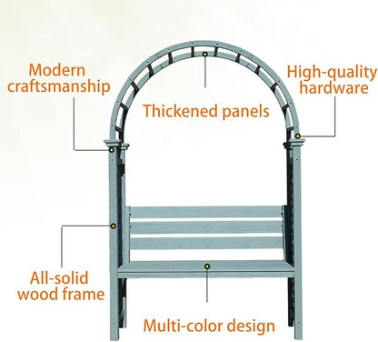 Heavy Duty Garden Arch, Metal Garden Arbor with Bench, Two People Seat Rose Arch for Lawn Backyard Patio Outdoor Climbing Plant(Rosewood Color)