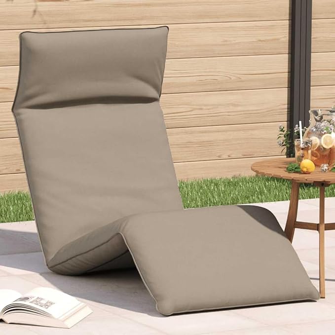 Folding Sun Lounger Taupe, 68.9x21.3x3.3 Outdoor Chaise with 5 Recline Positions, Oxford Fabric Recliner for Patio - Photo 2