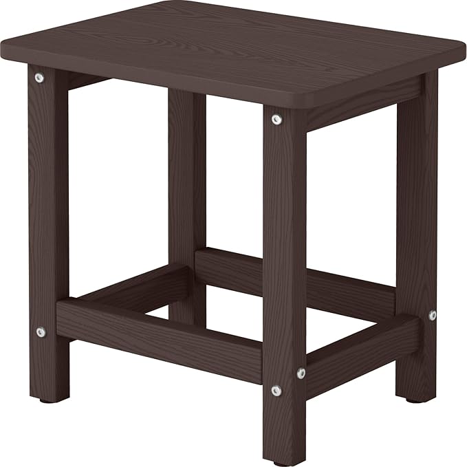 Weatherproof Outdoor Side Table, HDPE Small Outdoor Table for Adirondack, 16.6-Inch Patio Square End Tables for Garden - Photo 1