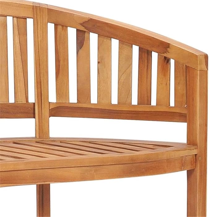Pemberly Row 47.2" Teak Wood Garden Bench, Natural Finish, Crescent Design, Seats 2, Durable Outdoor Furniture for Patios, Gardens, Terraces, Easy Maintenance, 33.86" H x 20.5" W x 47.24" D