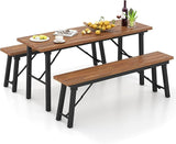 Tangkula Outdoor Dining Table With Benches for 4-6 Persons - Photo 1