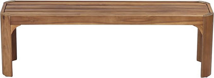Christopher Knight Home Outdoor Acacia Wood Bench Set of 2, 57.25" Patio Benches, Slatted Garden Seating for 2–3 People, Solid Wood Entryway Bench for Backyard Porch Deck, Teak