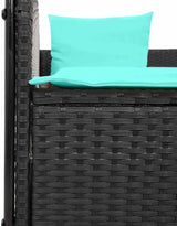 Double Patio Sun Lounger Outdoor Chaise Lounge 17"x18.3"x29" Black PE Rattan with Adjustable Canopy Privacy Curtains - Photo 7