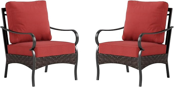 Sophia & William Extra Large Outdoor Patio Sofa Chairs Set 2 PCS Heavy-Duty Porch Furniture with High Back & Deep - Photo 1