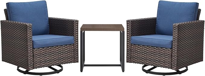 Rilyson Outdoor Patio Swivel Rocker Chairs - 3 Piece Wicker Patio Furniture Bistro Swivel Rocking Chairs Set with - Photo 7