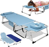 DoCred 3 in 1 Sun Tanning Chair Oversized with Face Arm Hole, Heavy Duty Folding Chaise Lounge Chairs - Photo 1