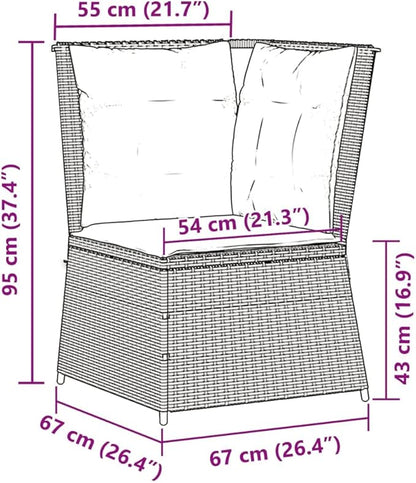 Outdoor Patio Sofa, Modular PE Rattan Garden Seat with Weather-Resistant Cushions, Modern Compact Small Balcony Wicker Chair for Backyard, Porch, or Terrace