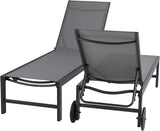 QAQA Patio Chaise Lounge Set of 2, Outdoor Lounge Chairs with 5 Adjustable Positions and Wheels - Photo 7