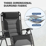Zero Gravity Chair Set of 4 Oversized Padded Recliner with Adjustable Headrest & Cup Holder - 600D Oxford Folding - Photo 6