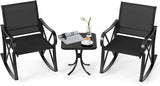 Tangkula 3 Piece Patio Rocking Set, 2 Rocking Chairs with Tempered Glass Side Table - Photo 1