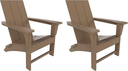 WestinTrends Ashore Modern Outdoor Folding Adirondack Chair (Set of 2), Weathered Wood