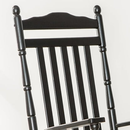 Wooden Rocking Chair for Adults 3 Piece Outdoor Furniture Set with Outside Side Table for Patio Porch Lounge Balcony, Black