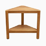 Asta Aris Solid Teak Indoor Outdoor Shower/Bath/Spa Corner Stool with Shelf, Fully Assembled, TB-011A - Photo 6