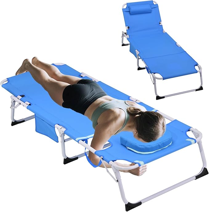 3-in-1 Oversized Sun Tanning Chair with Mat & Face Hole - Photo 1