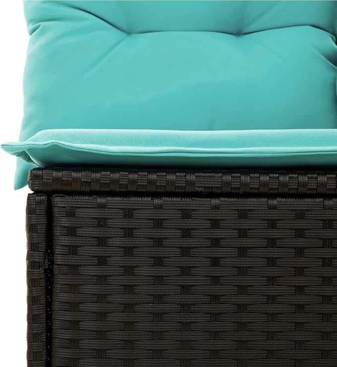 2-Person Reclining Patio Bench with Turquoise Cushions, Adjustable Backrest Outdoor Garden Sofa - Photo 9