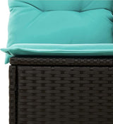 2-Person Reclining Patio Bench with Turquoise Cushions, Adjustable Backrest Outdoor Garden Sofa - Photo 9