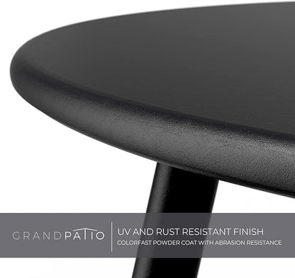 Grand patio Outdoor Side Table, 18-inch Small Round Side Table with Adjustable Feet, Elegant Patio Furniture for Balcony Porch Deck Poolside, Black