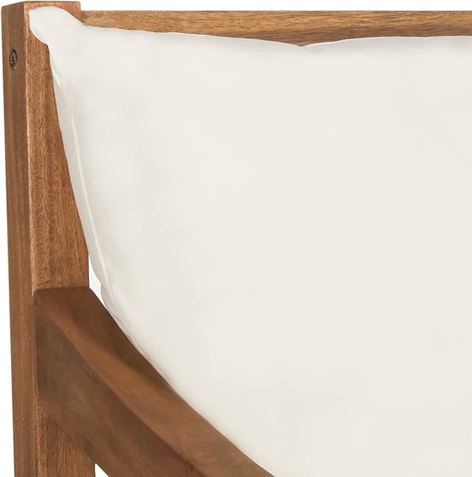 SAFAVIEH Outdoor Collection Pomona Natural Solid Wood/Beige Lounger Bench Sofa Loveseat (PAT6740A)