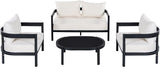 Merax 4 Piece Patio Outdoor Furniture Set, All-Weather Curved Aluminum Loveseat Sofa, 2 Armchairs w/Coushions - Photo 2
