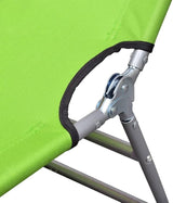 Folding Green Sun Lounger 74.4"x22.8"x10.6" Steel Chaise, Adjustable Tanning Chair w/Head Cushion, UV Fabric - Photo 6