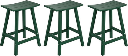 WestinTrends Malibu Malibu 24 Inch Counter High Saddle Stools (Set of 3), Dark Green