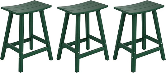 WestinTrends Malibu Malibu 24 Inch Counter High Saddle Stools (Set of 3), Dark Green