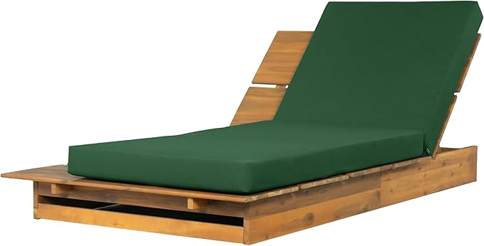 Christopher Knight Home Bard Patio Chaise Lounge Chair Outdoor, Acacia Wood Poolside Sun Lounger with 4-Thick Cushion - Photo 9