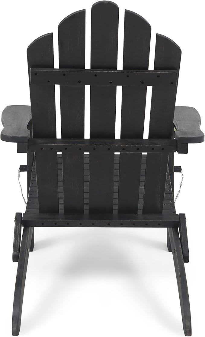 Christopher Knight Home Foldable Adirondack Chair Outdoor Acacia Wood Patio Chair with Slat Panel Design and Compact Folding Frame for Porch Backyard