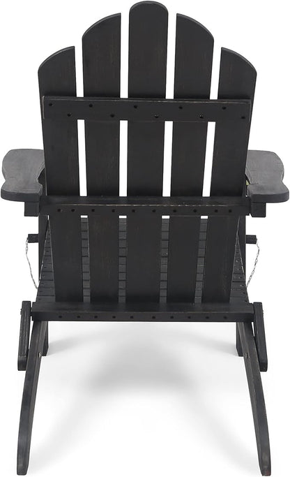 Christopher Knight Home Foldable Adirondack Chair Outdoor Acacia Wood Patio Chair with Slat Panel Design and Compact Folding Frame for Porch Backyard