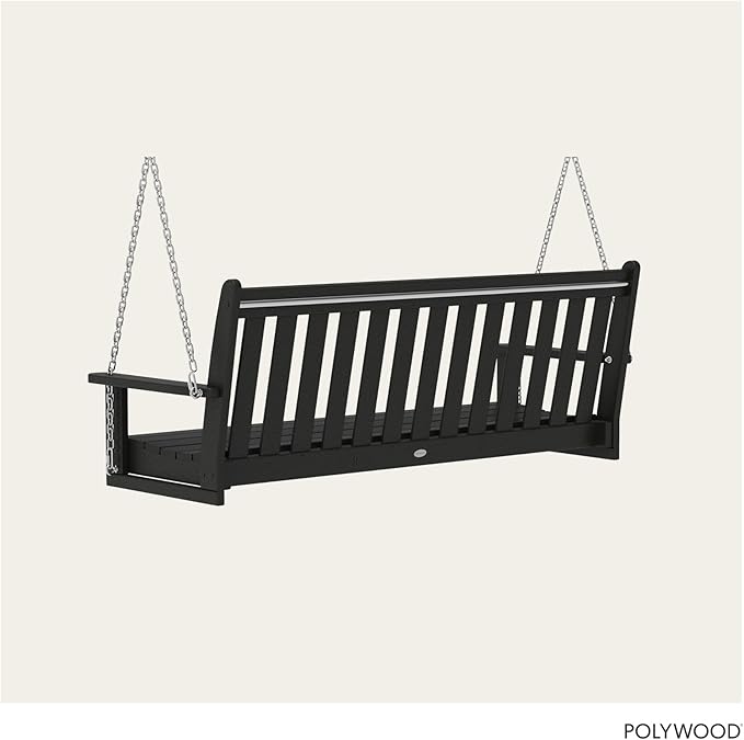 POLYWOOD GNS60BL Vineyard 60" Outdoor Swing, Black - Photo 5