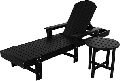 WestinTrends Dylan 2 Piece Adirondack Reclining Chaise Lounge with Arms Black