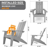 MXIMU Modern Adirondack Chair Weather Resistant with Cup Holder Oversized Fire Pit Chairs Adorondic Plastic Outdoor - Photo 2