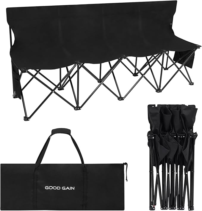 G GOOD GAIN Portable Soccer Bench - Team Bench Soccer 4 Seats with Bag, Sideline Folding Bench - Photo 1
