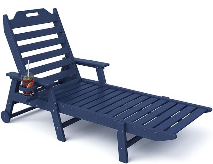 Mdeam 6-Position Lounge Chair Outdoor, 22" W Oversized Sun Tanning Chair, 500LBS Capacity - Photo 1