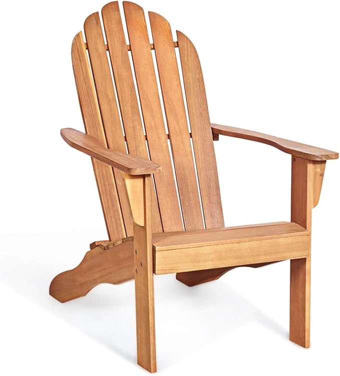Giantex Adirondack Chair Acacia Wood Outdoor Chairs with 350 lbs Weight Capacity, Weather Resistant Lounge Armchair for Yard, Patio, Garden, Poolside, Balcony, Deck Fire Pit Chairs, Natural