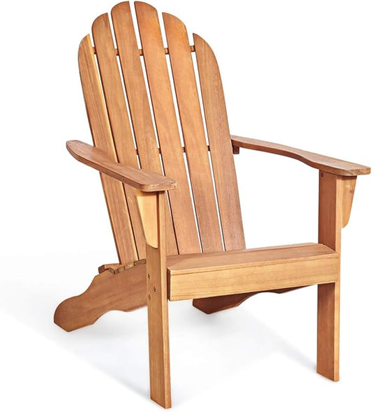 Giantex Adirondack Chair Acacia Wood Outdoor Chairs with 350 lbs Weight Capacity, Weather Resistant Lounge Armchair for Yard, Patio, Garden, Poolside, Balcony, Deck Fire Pit Chairs, Natural