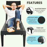 BTEXPERT Foldable Outdoor Chaise Pool Lounge Chair Folding Sun Bed Patio Couch Reclining Lounger Adjustable Backrest - Photo 5