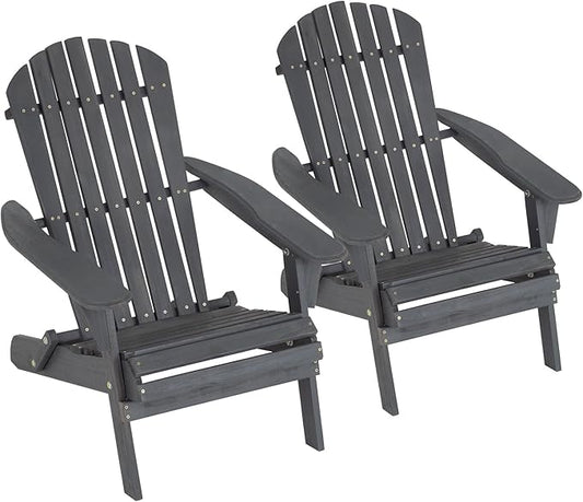 FDW Folding Adirondack Chairs Set of 2, All Weather Patio Chairs Outdoor Fire Pit Chairs for Patio Lawn Garden Backyard Deck Pool Beach