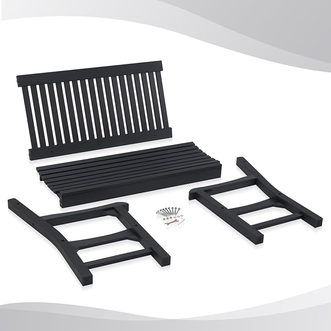 Psilvam Garden Bench, 2-Person Poly Lumber Patio Bench, All-Weather Outdoor Bench that Never Rot, Memorial Bench, Suit for Garden, Porch and Park (Black)