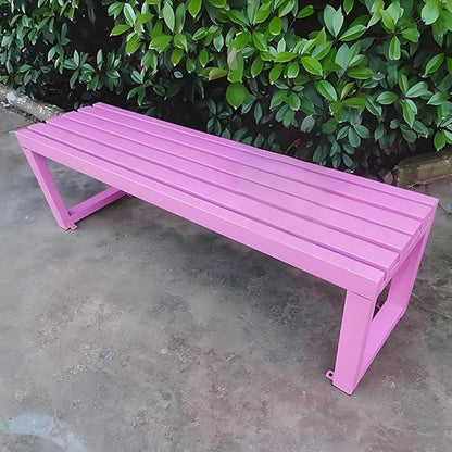 Outdoor Garden Bench 2-Person Metal Benches Patio Bench Weatherproof Park Seat Backless Chair Front Porch Seat Slatted Chair 3.3ft 3.9ft 4.9ft 5.9ft(Lightpink,3.93ft)
