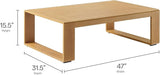 Modway Lirienne Aluminum Faux Wood Outdoor Coffee Table in Natural - 47 Inch Weather-Resistant Modern Rectangle Patio - Photo 3