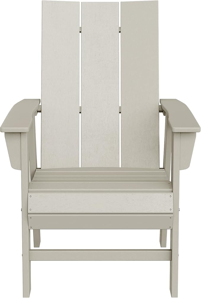 WestinTrends Ashore Outdoor Patio HDPE Plastic Modern Adirondack Dining Chair Sand
